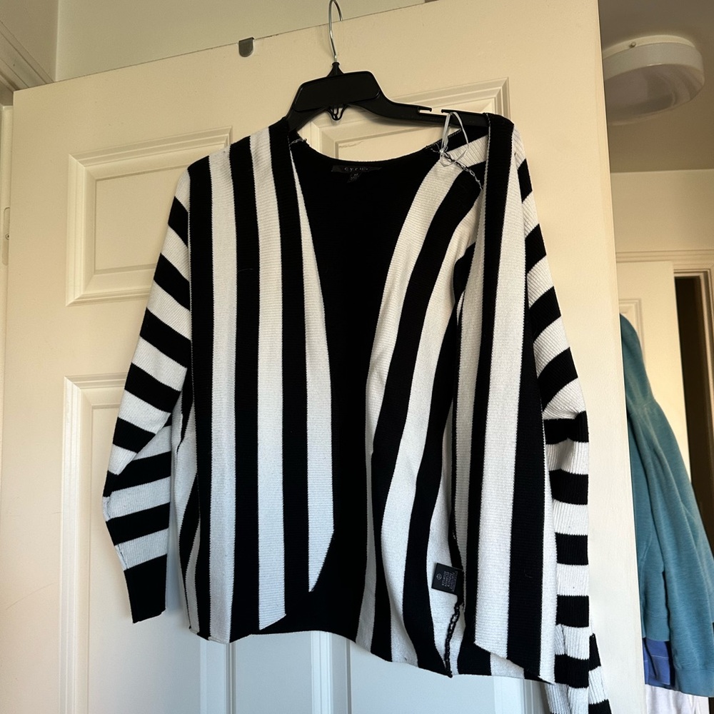 Black & White Striped Cardigan